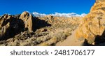 The Alabama Hills and The Snow Capped Sierra Nevada Range, Alabama Hills National Scenic Area, California, USA