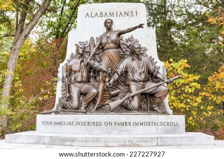 Alabama Memorial monument at the Gettysburg National Military Park, Pennsylvania.