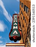 Alabama theatre marquee sign in downtown Birmingham, Alabama