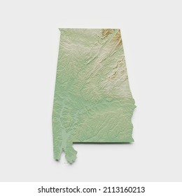 Alabama Topographic Relief Map - 3D Render