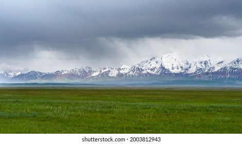 Alaj Valley In Front Of The Trans-Alay Mountain Range In The Pamir Mountains. Central Asia, Kyrgyzstan