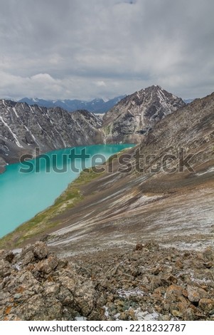 Ala-Kul lake in the Terskey Alatau mountain range in Kyrgyzstan