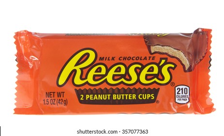 ALAMEDA, CA - JANUARY 01, 2016: Reese's Peanut Butter Cup Candy. Reese's Was First Introduced In 1928 And Is Part Of The Hershey Company.