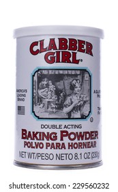 ALAMEDA, CA - NOVEMBER 09, 2014: 8.1 Ounce Can Of Clabber Girl Brand Double Acting Baking Powder. America's Leading Brand.