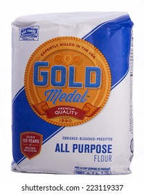 ALAMEDA, CA - OCTOBER 09, 2014: 10 Pound Bag Of Gold Medal Brand All Purpose Flour.