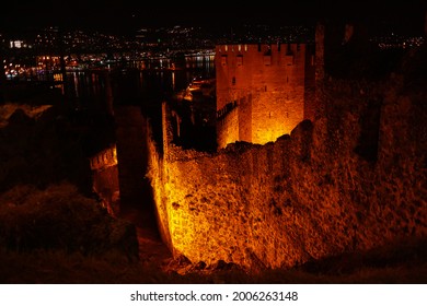 Alanya Castle Walls At Night