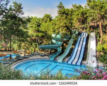 ALANYA, TURKEY - JUNE 23 2015: A Water Park In Hotel Utopia World Resort