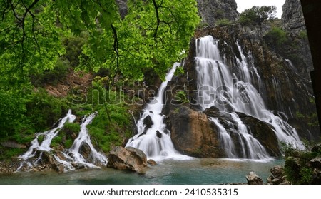 Alara Su Ucan Waterfall in Antalya, Turkey.
