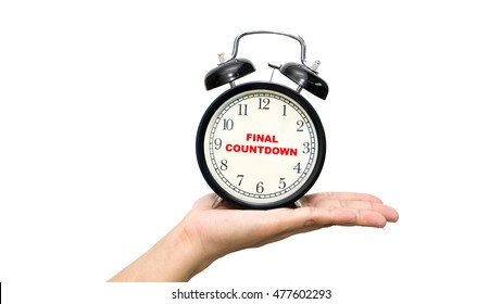 Alarm Clock On White Background With A Word Final Countdown.