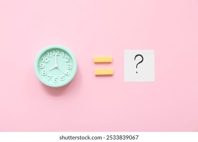 Alarm clock with question sign and blocks on pink background - Powered by Shutterstock - Get 15% off with code: PIKWIZARD15