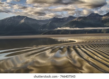 Alaska Bore Tide With Golden Water