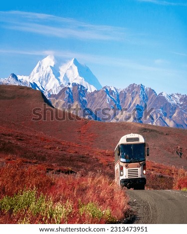 Similar – Image, Stock Photo Alaska | Denali National Park | River course in majestic expanse and first snow on the mountains