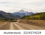 The Alaska Highway through Canada and the United States--including mountains, moose, bison, quaint towns, kitsch, landscapes--in spring.