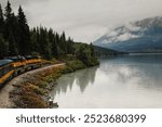 Alaska Railroad heading to Denali. Alaska Railroad train from Talkeetna to Denali in an autumn landscape