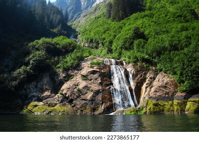Alaska, waterfall in Misty Fjords National Monument a part of Tongass National Forest, United States 