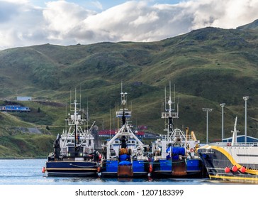 Alaskan Fishing Crab Boats at Port in Dutch Harbor Alaska