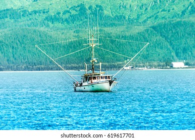 Alaskan Salmon Fishing Boat Fishing On A Beautiful Day