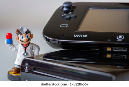 Albacete, Spain; May 15, 2020: Wii U Home Video Game Console. Famous Nintendo Brand Entertainment System.

