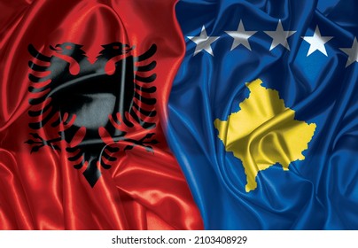 Albania Kosovo Two Folded Silk Flags Stock Photo 2103408929 | Shutterstock