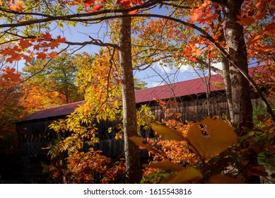 Albany covered bridge by a fall afternoon
