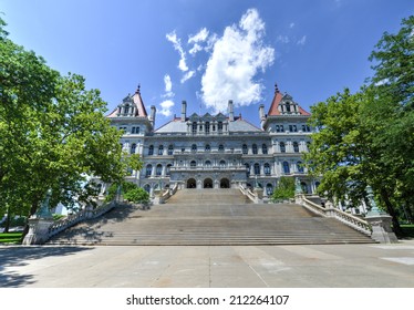 ALBANY, NEW YORK - JULY 6, 2014: The New York State Capitol Building In Albany, Home Of The New York State Assembly.