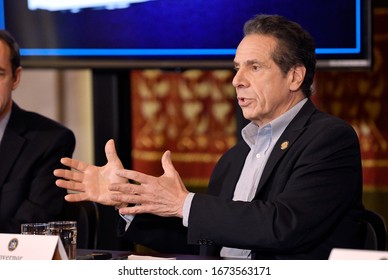 Albany, New York / United States 3/15/2020 New York Gov. Andrew Cuomo Announces Updates On The Spread Of The Coronavirus During A News Conference At The State Capitol.
