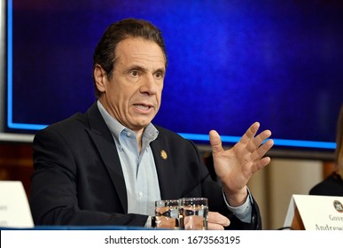 Albany, New York / United States 3/15/2020 New York Gov. Andrew Cuomo Announces Updates On The Spread Of The Coronavirus During A News Conference At The State Capitol.
