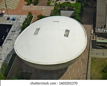 Albany, NY - May 15 2015: Aerial View Of The Egg, A Performing Arts Venue In Empire State Plaza