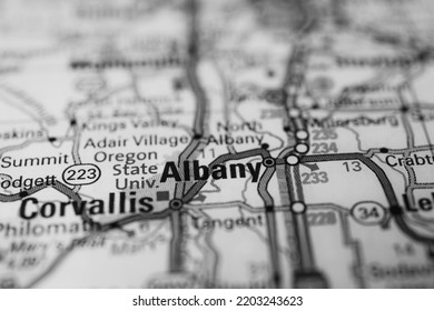 Albany town on the USA map - Shutterstock ID 2203243623