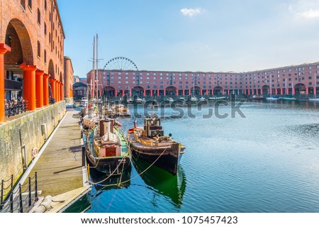 Albert dock in Liverpool during a sunny day, England
