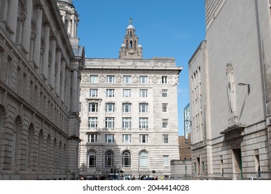 Albert Dock, Liverpool  UK - September 16th 2021: Office Buildings - Side Of Liver Building