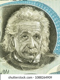 Albert Einstein (1879-1955). Portrait from Israel 5 Pounds 1968 Banknotes. 