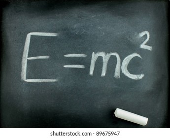 E=mc²  Albert Einsteins physical formula on blackboard