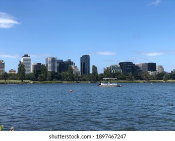 Albert Park Lake And Buildings In The Background