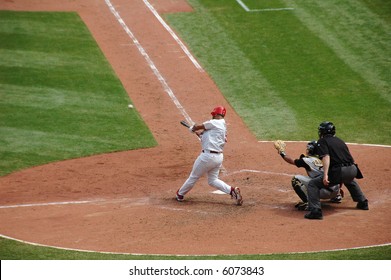 Albert Pujols Hitting The Baseball At Bush Stadium