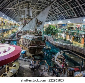 ALBERTA, CANADA - SEPTEMBER 20, 2014: Unidentified People At West Edmonton Mall In Alberta, Canada. It Is The Largest Shopping Mall In North America And The Tenth Largest In The World.