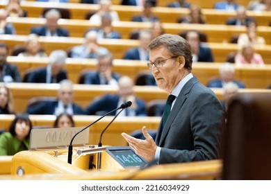 Alberto Nuñez Feijoo. President Of The Popular Party Of Spain In The Senate Of Madrid. MADRID, SPAIN - OCTOBER 18, 2022.