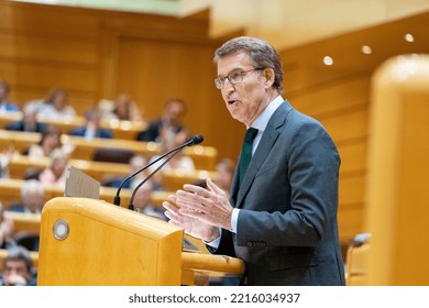 Alberto Nuñez Feijoo. President Of The Popular Party Of Spain In The Senate Of Madrid. MADRID, SPAIN - OCTOBER 18, 2022.