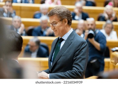 Alberto Nuñez Feijoo. President Of The Popular Party Of Spain In The Senate Of Madrid. MADRID, SPAIN - OCTOBER 18, 2022.