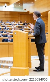 Alberto Nuñez Feijoo. President Of The Popular Party Of Spain In The Senate Of Madrid. MADRID, SPAIN - OCTOBER 18, 2022.