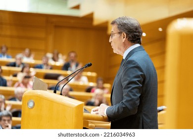 Alberto Nuñez Feijoo. President Of The Popular Party Of Spain In The Senate Of Madrid. MADRID, SPAIN - OCTOBER 18, 2022.