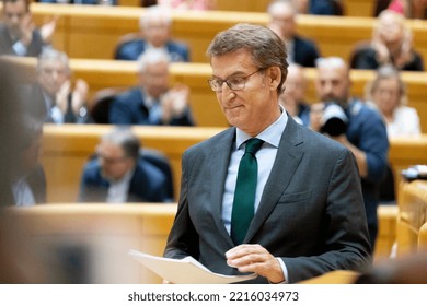 Alberto Nuñez Feijoo. President Of The Popular Party Of Spain In The Senate Of Madrid. MADRID, SPAIN - OCTOBER 18, 2022.