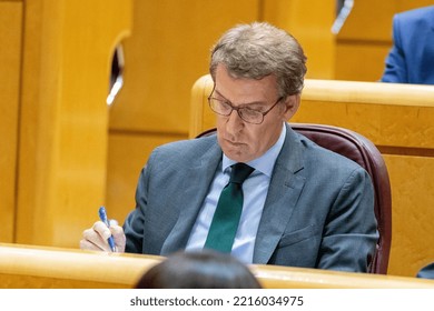 Alberto Nuñez Feijoo. President Of The Popular Party Of Spain In The Senate Of Madrid. MADRID, SPAIN - OCTOBER 18, 2022.