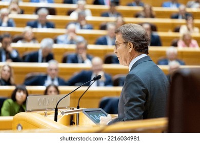 Alberto Nuñez Feijoo. President Of The Popular Party Of Spain In The Senate Of Madrid. MADRID, SPAIN - OCTOBER 18, 2022.