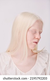 Albino Woman With White Long Hair