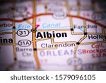 Albion. New York. USA on a map