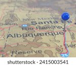 Albuquerque, New Mexico marked by a blue map tack. The City of Albuquerque is located in Bernalillo County, NM.