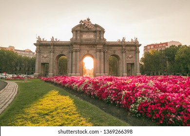 The Alcala Door (Puerta De Alcala). It Was The Entrance Of The People Coming From France, Aragon, And Catalunia. Landmark Of Madrid, Spain