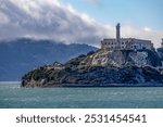 Alcatraz Island, a historic landmark in San Francisco Bay, known for its notorious prison and scenic views.