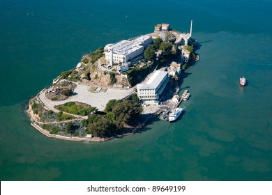 Alcatraz jail in San Francisco bay aerial view - Powered by Shutterstock